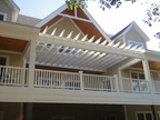 Custom deck pergola with 2x8 profiles and wood inserted